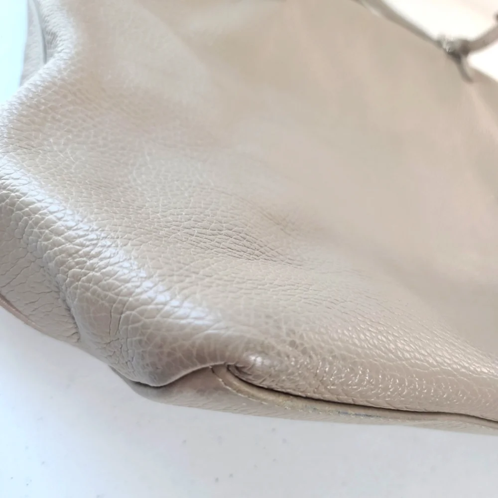 Vintage Furla Pebble Leather Neutral Tote Shoulder Bag